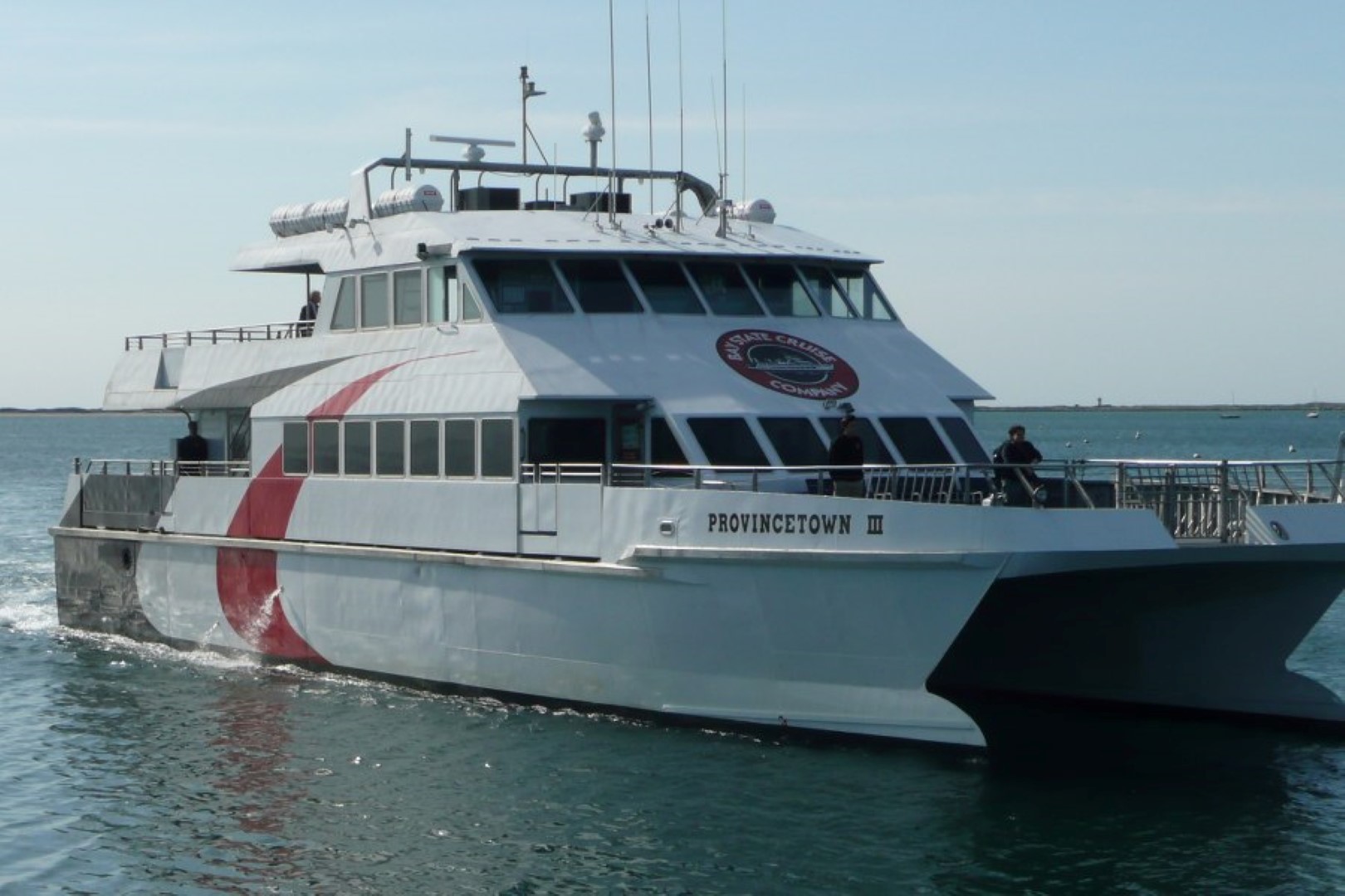 White high speed catamaran ferry from Bay State Cruises